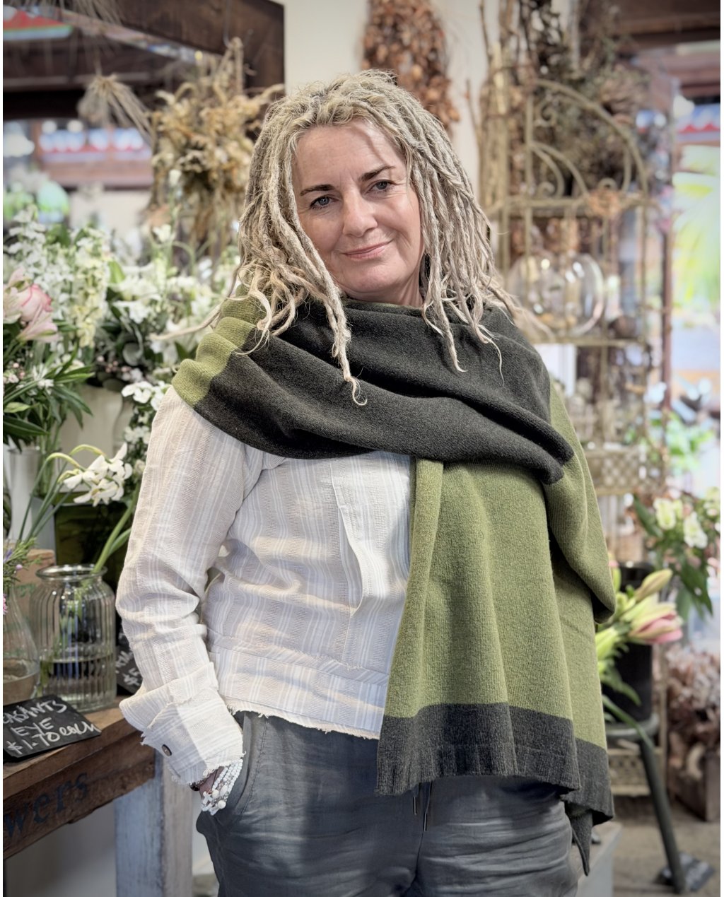 ERIBÉ | Bowden Colour Block Stole | Green Bean ERIBÉ | Bowden Colour Block Stole | Green Bean